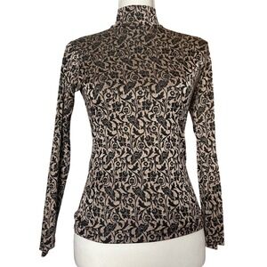 Jonden Vintage‎ Floral Whimsigoth Mock Neck Long Sleeve Top Blouse